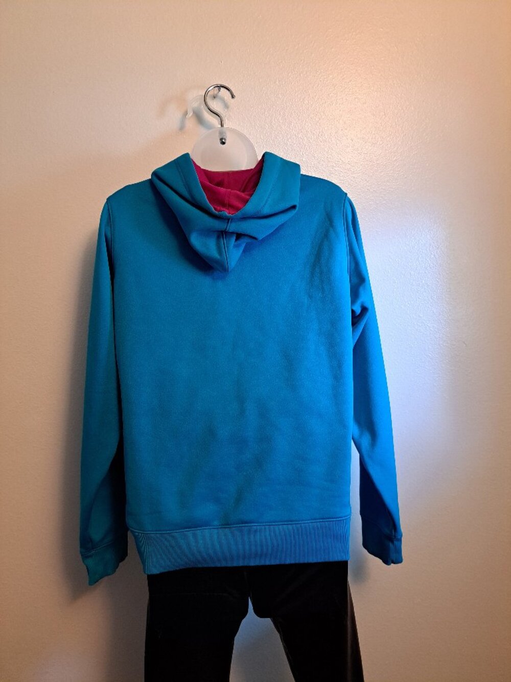 Under Armour Storm turquoise fleece-lined hooded sweatshirt w/ pink&yellow logo - Picture 3 of 6